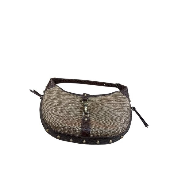 Eric Javits NY Womens Brown Leather & Canvas Satchel Handbag SKU8147 - Picture 1 of 16